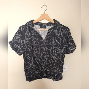 Milk And Honey Black and White Abstract Print Blouse